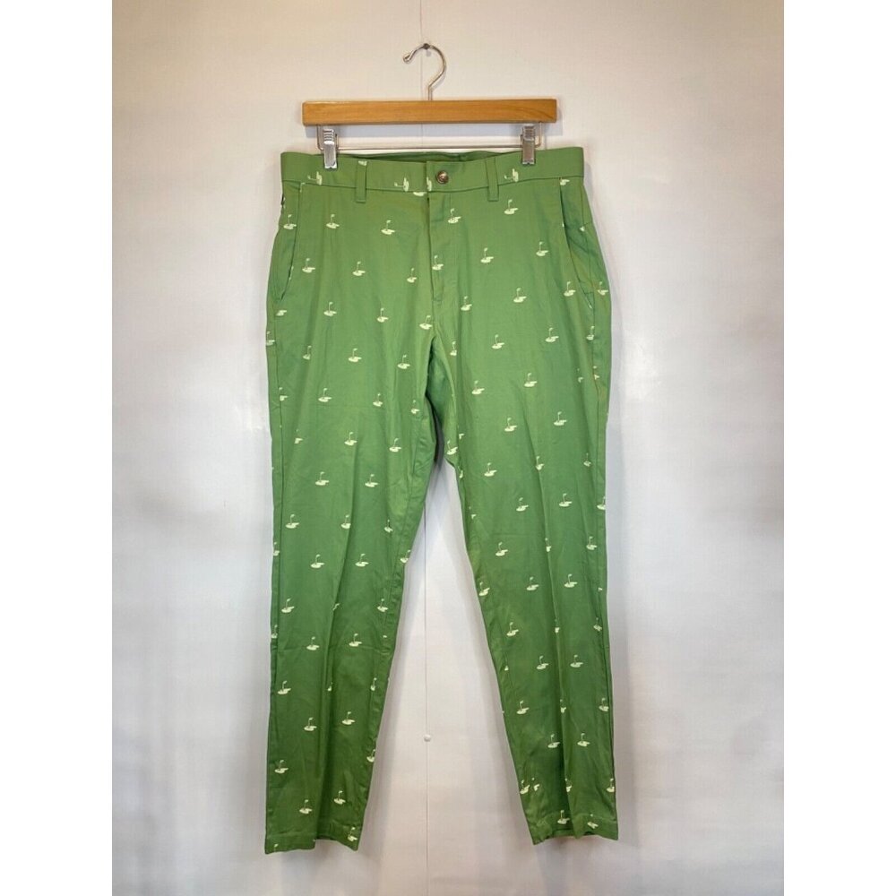Fabletics The High Side Chino Classic Fit Neo Green Flags Men's Size 32x32 NWT